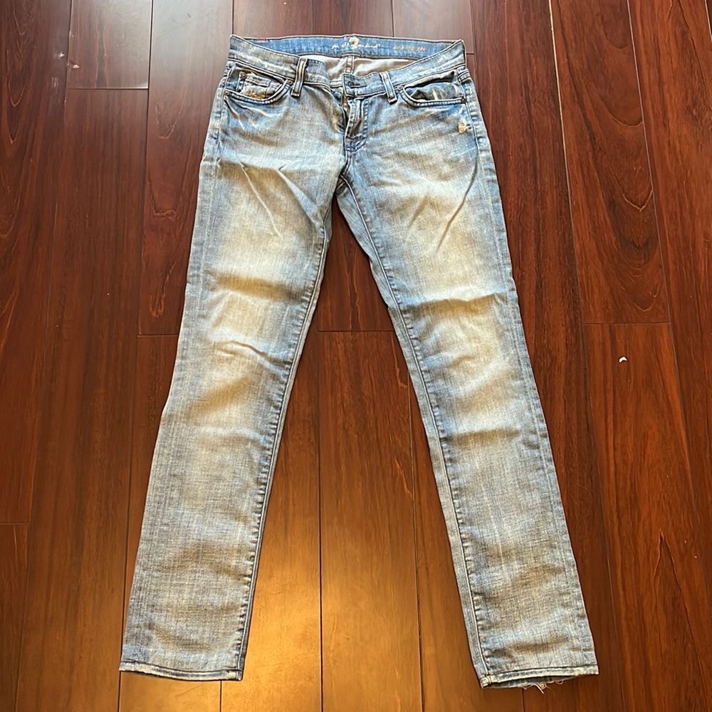 Seven for all mankind, my go to jeans., anything goes with them.